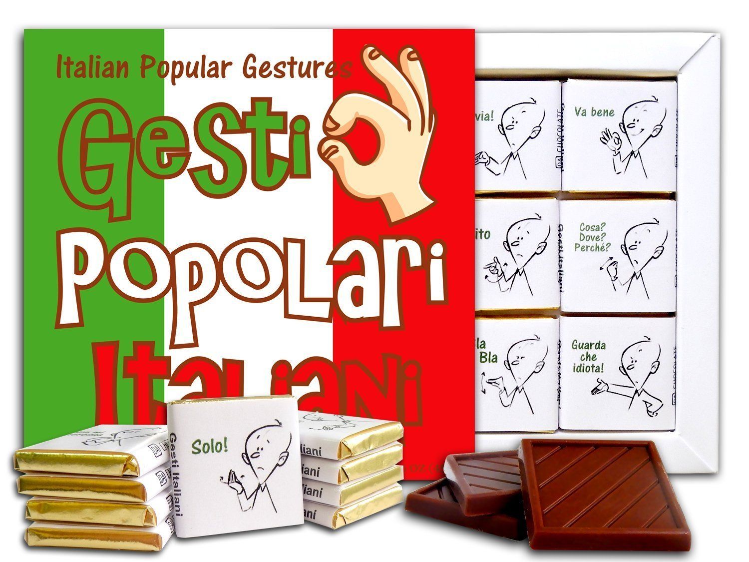 POPULAR ITALIAN GESTURES Chocolate Gift Set 5x5in 1 box Flag Prime