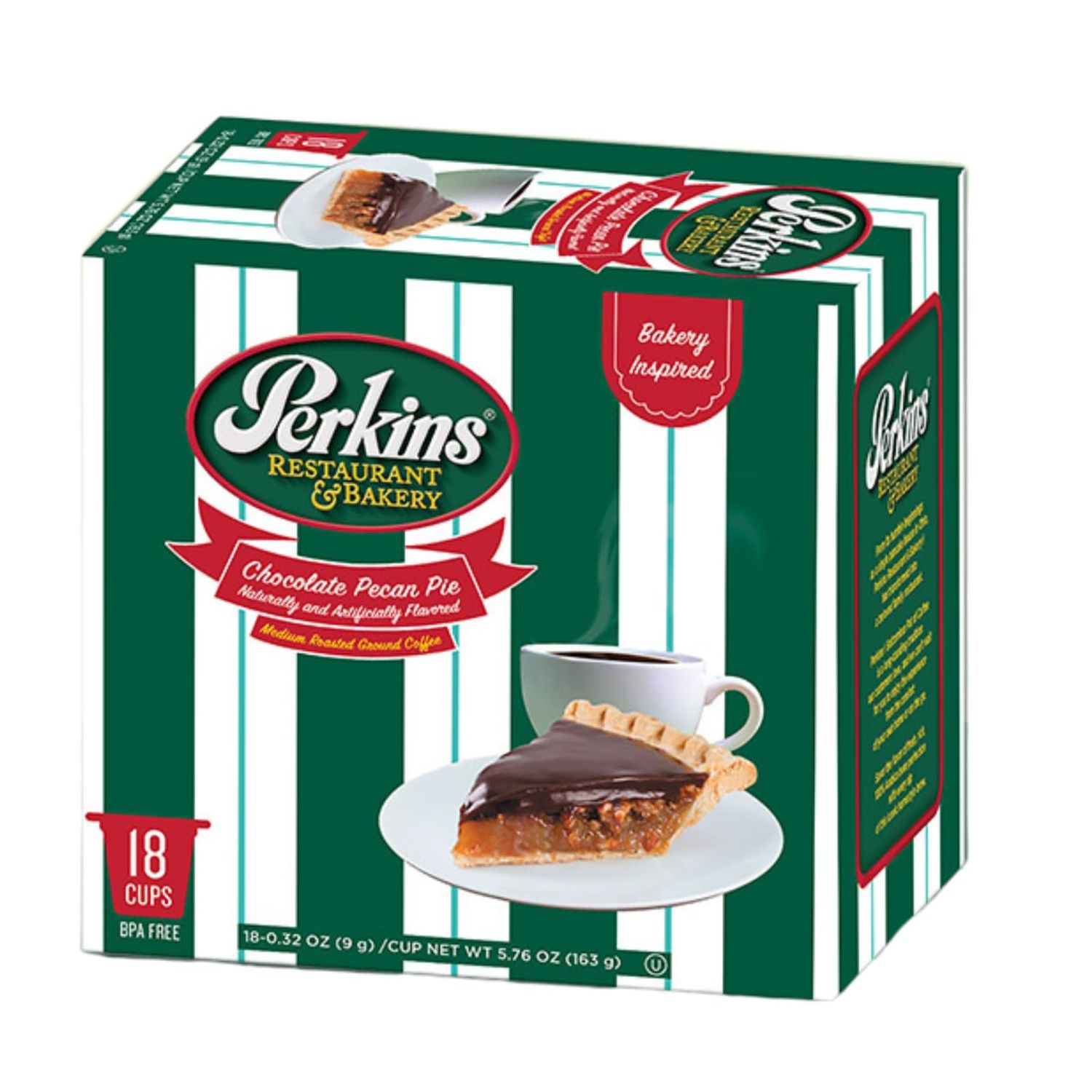 Perkins Restaurant Bakery Coffee Single Serve Cups For Keurig - 18 Count Chocolate Pecan Pie