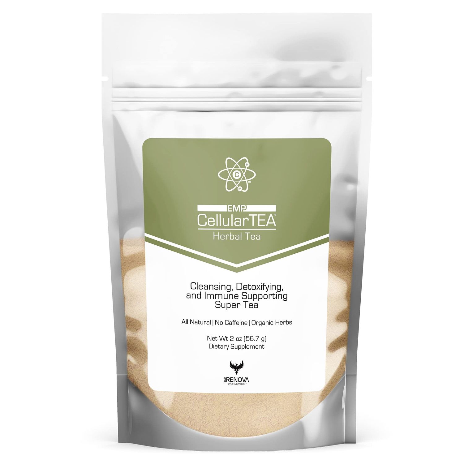 Renova Worldwide CellularTea Organic Detox Tea - Caffeine-Free Cleansing Tea for Everyday Detox, Gut Cleanse, Digestive Health and Immune Support - 48 Servings
