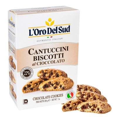 L&#39;Oro Del Sud Chocolate Biscotti, Cantuccini d&#39;Abruzzo, Italian Cookies Madewith Real Quality Ingredients, 200 Gm (7 oz)