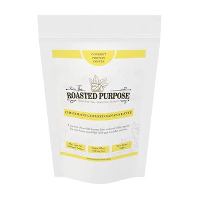 The Roasted Purpose Chocolate Covered Banana Latte Instant Organic Coffee with 18g of Grass-fed Collagen Protein, Dairy-Free, Sugar-Free, Bulk Bag 15 Serving