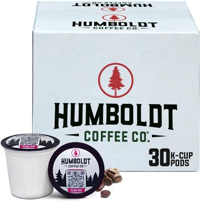 Humboldt K Cup Coffee Pods - Medium-Dark Roast Brazilian Arabica Coffee Blend - Flavored Coffee Pods with Nutty and Chocolate Notes - Medium Roast Low Acid Coffee - 30 K Cups