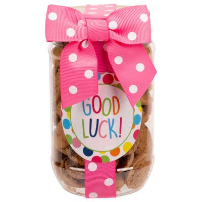 100 North Oh Sugar Sweets Good Luck - Multicolor Confetti Dot 5 Ounce Plastic Pint Jar Mini Chocolate Chip Cookies