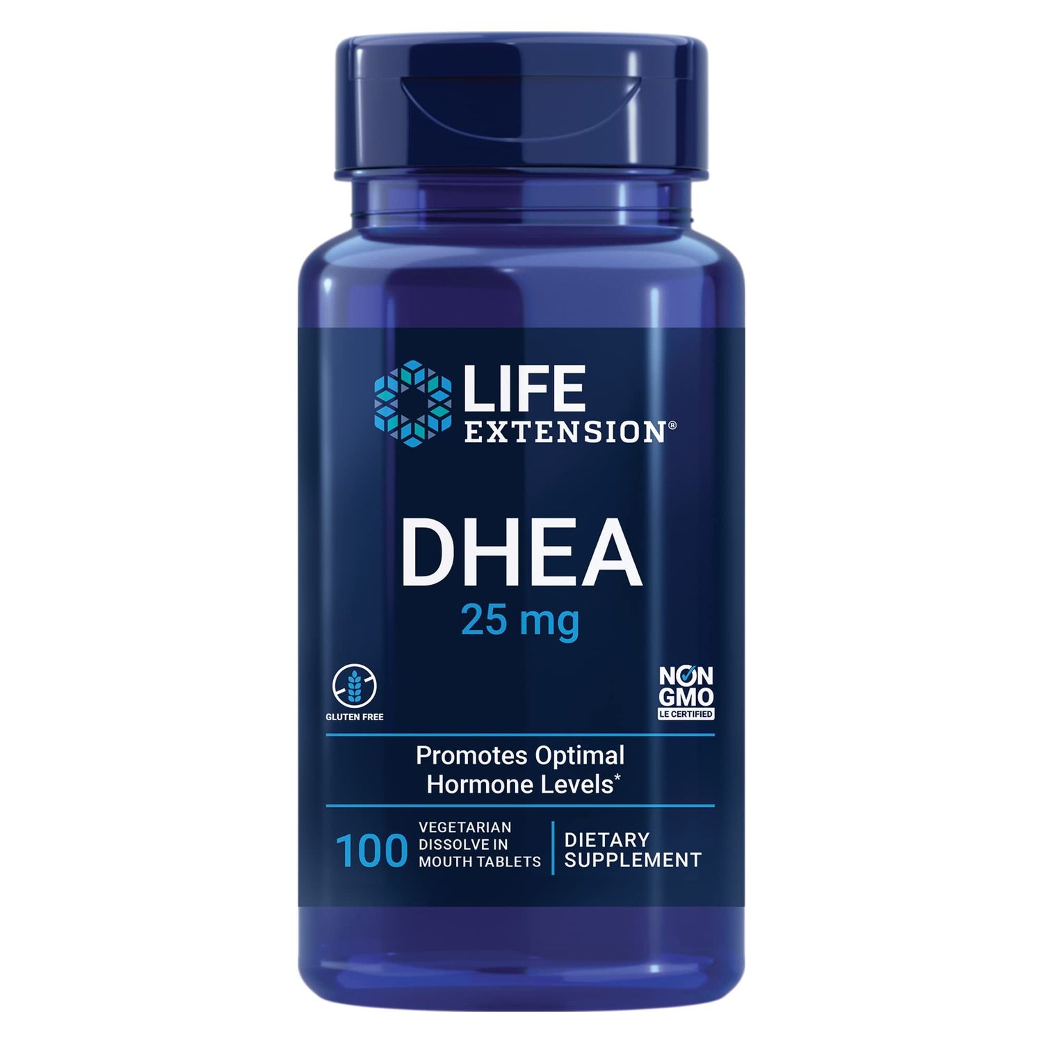 Life Extension DHEA 25 mg - For Hormone Balance, Immune Support, Sexual Health and Anti-Aging - Supports Memory Mood - Non-GMO, Gluten-Free, Vegetarian - 100 Dissolve-In-Mouth Tablets