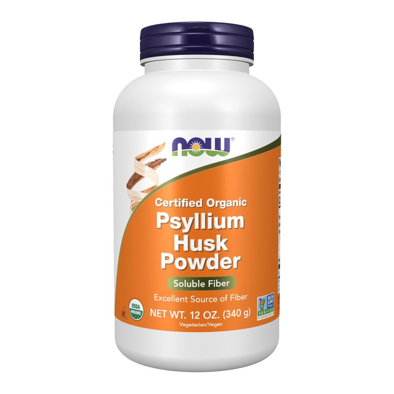 NOW Foods Supplements, Psyllium Husk Powder, Certified Organic, Non-GMO Project Verified, Soluble Fiber, 12-Ounce