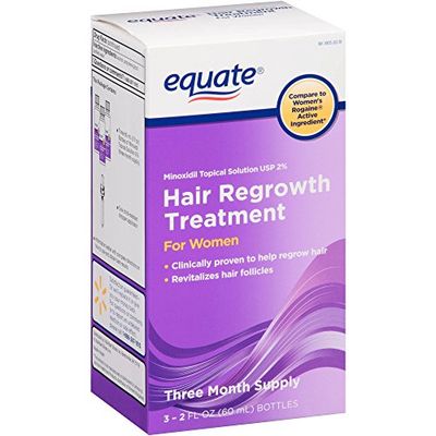 Equate - Hair Regrowth Treatment for Women with Minoxidil 2, 3 Month Supply 3 - 2oz bottles by Equate