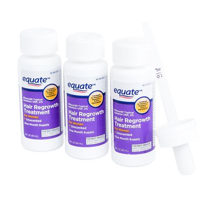 Equate - Hair Regrowth Treatment for Women with Minoxidil 2, 3 Month Supply 3 - 2oz bottles by Equate