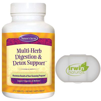 Natures Secret Multi Herb Digestion Detox Support - Promotes Healthy Digestive Function, Rejuvenation Powerful Cleansing, 275 Tablets, with a Pill Case