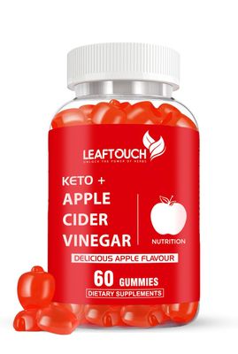 LEAFTOUCH-UNLOCK THE POWER OF HERBS Apple Cider Vinegar Gummies 60 Count ACV Supplement Apple Flavor Non-GMO, Gluten Free Gummies Individually Wrapped 60 Gummies