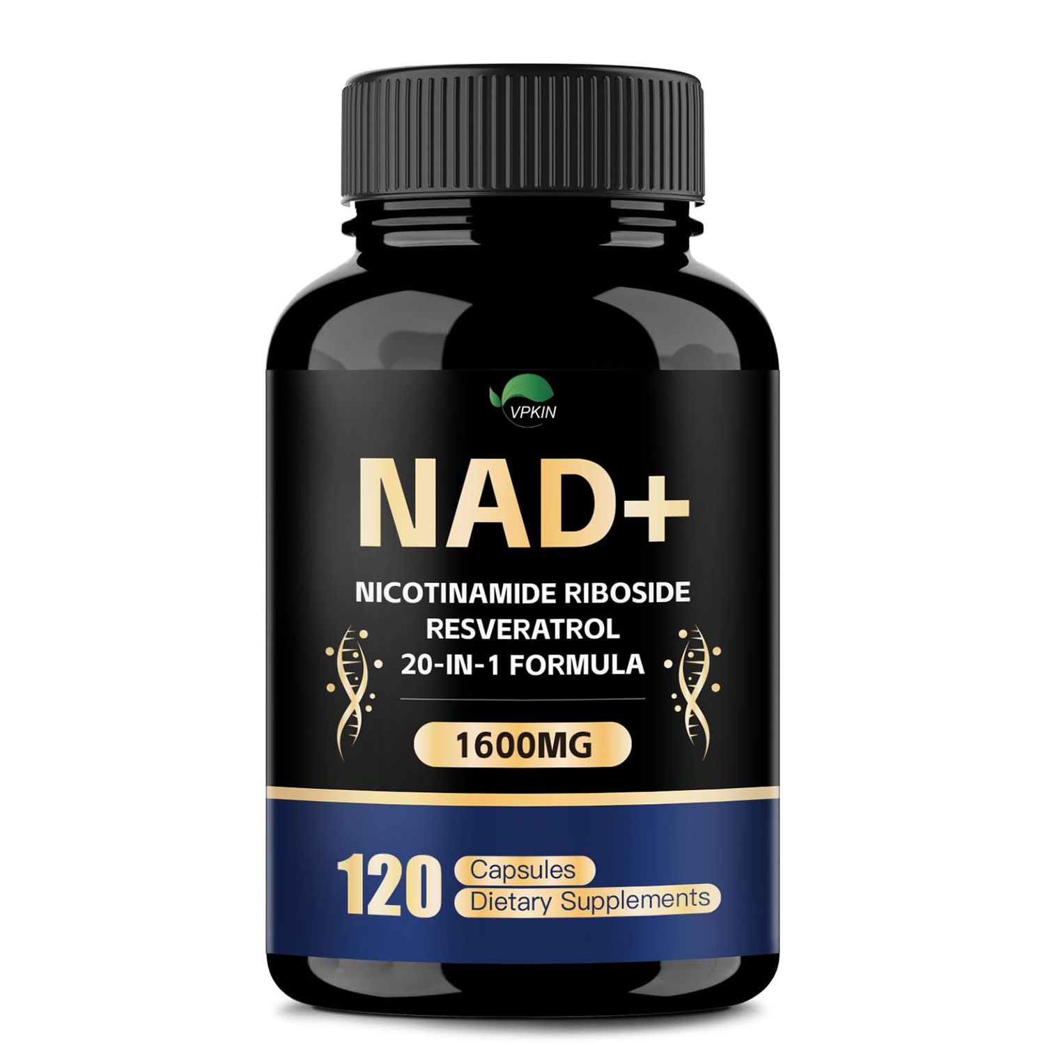 VPKIN NAD Supplement,1500mg NAD Supplement with Resveratrol,Nicotinamide,Quercetin,CoQ10,Support Energy Repair, Vitality,Non-GMO, No Fillers120 Capsules