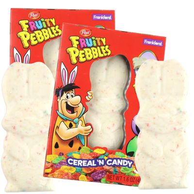 Sweetzo Limited Edition Fruity Pebbles Candy Bunny, White Chocolate Treat with Cereal Pieces, Perfect Easter Basket Stuffer, 1.06 Ounces Pack of 2