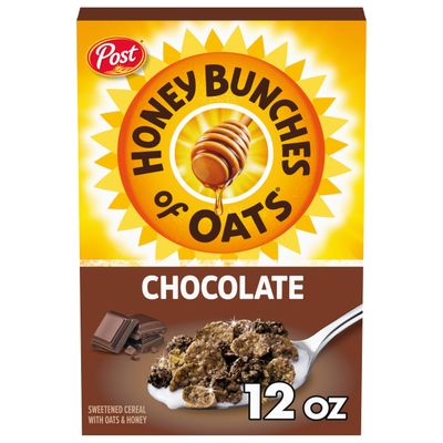 Post Honey Bunches of Oats Chocolate, Made with Whole Grain Cereal, Breakfast Cereal, 12oz Box