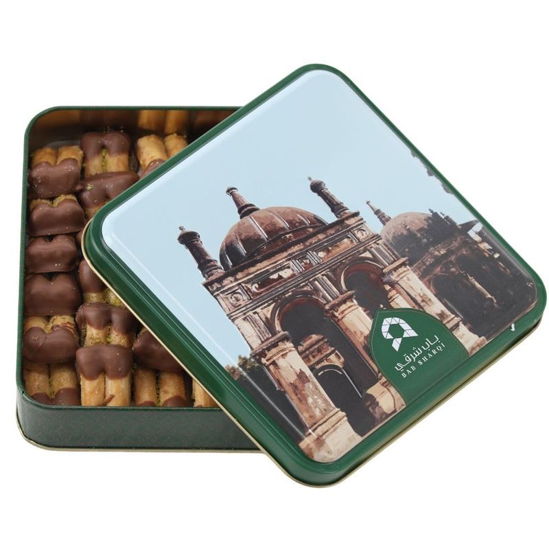 Bab Sharqi Chocolate Covered Cashew Pistachio Baklava Pastry Fingers - 350 g Gourmet Middle Eastern Sweets Presented in a Beautiful Gift Box Handmade With Natural Ingredients Perfect to Share