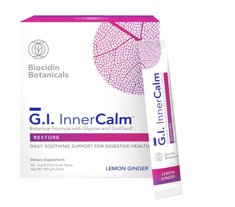 Bio-Botanical Research Biocidin Drink Mix - GI InnerCalm - Support Digestive Health, GI Detox, Healthy Mood Sense of Relaxation - Soothing Formula with Glycine No Glutamine 30 Stick Packs