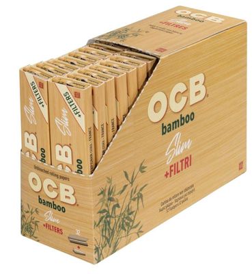 OCB Bamboo King Size slim paper filter tips - 1 full box 32 booklets