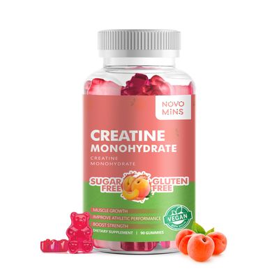 novomins Creatine Monohydrate Gummies for Men Women, Chewables Creatine Monohydrate for Muscle Strength, Muscle Builder, Energy Boost, Pre-Workout Supplement-90 Peach