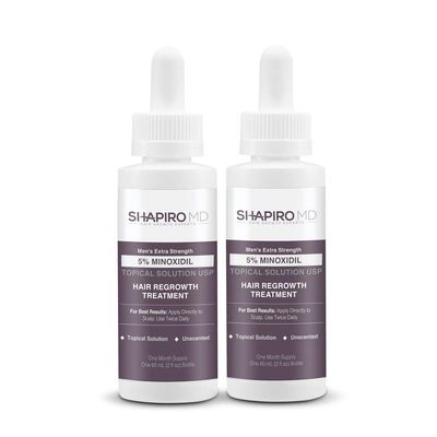 Shapiro MD Hair Growth Experts Minoxidil 5 Topical Solution for Mens Hair Growth, Serum Promotes Hair Regrowth by Reactivating Hair Follicles, 2 Month