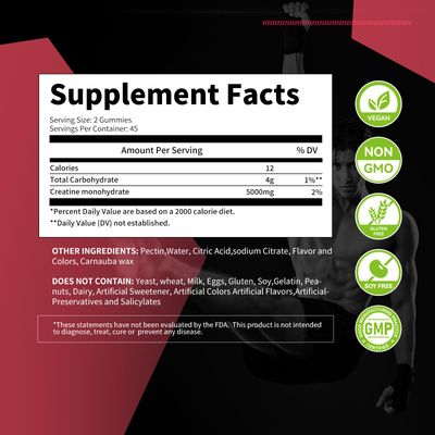 novomins Creatine Monohydrate Gummies for Men Women, Chewables Creatine Monohydrate for Muscle Strength, Muscle Builder, Energy Boost, Pre-Workout Supplement-90 Peach