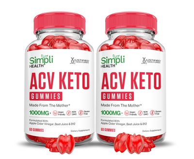2 Pack Simpli Health Keto ACV Gummies Advanced Formula 1000MG Ketonature Keto Gummies Apple Cider Vinegar Formulated with Pomegranate Beet Juice Powder B12 Vegan Non GMO 120 Gummys