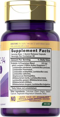 Carlyle Probiotic for Women Men 3 Billion CFU 60 Capsules 14 Strains Non-GMO Gluten Free