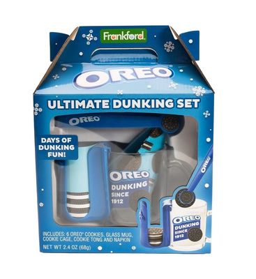 OREO Ultimate Dunking Gift Set With OREO Cookies, Glass Mug, Cookie Holder Dunking Tongs, By Frankford Candy