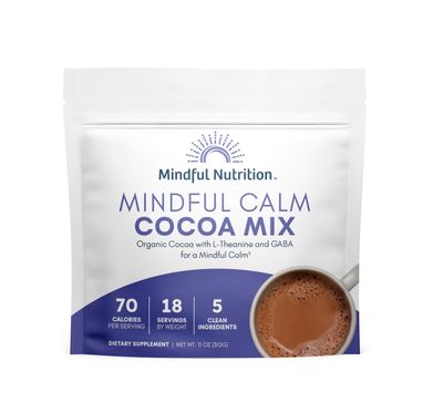 Mindful Calm Organic Hot Chocolate Mix Anti-Stress Drink Powder For Calming Sleepy Cocoa Nighttime Relaxation Natural Sleep Aid Without Melatonin 11oz.