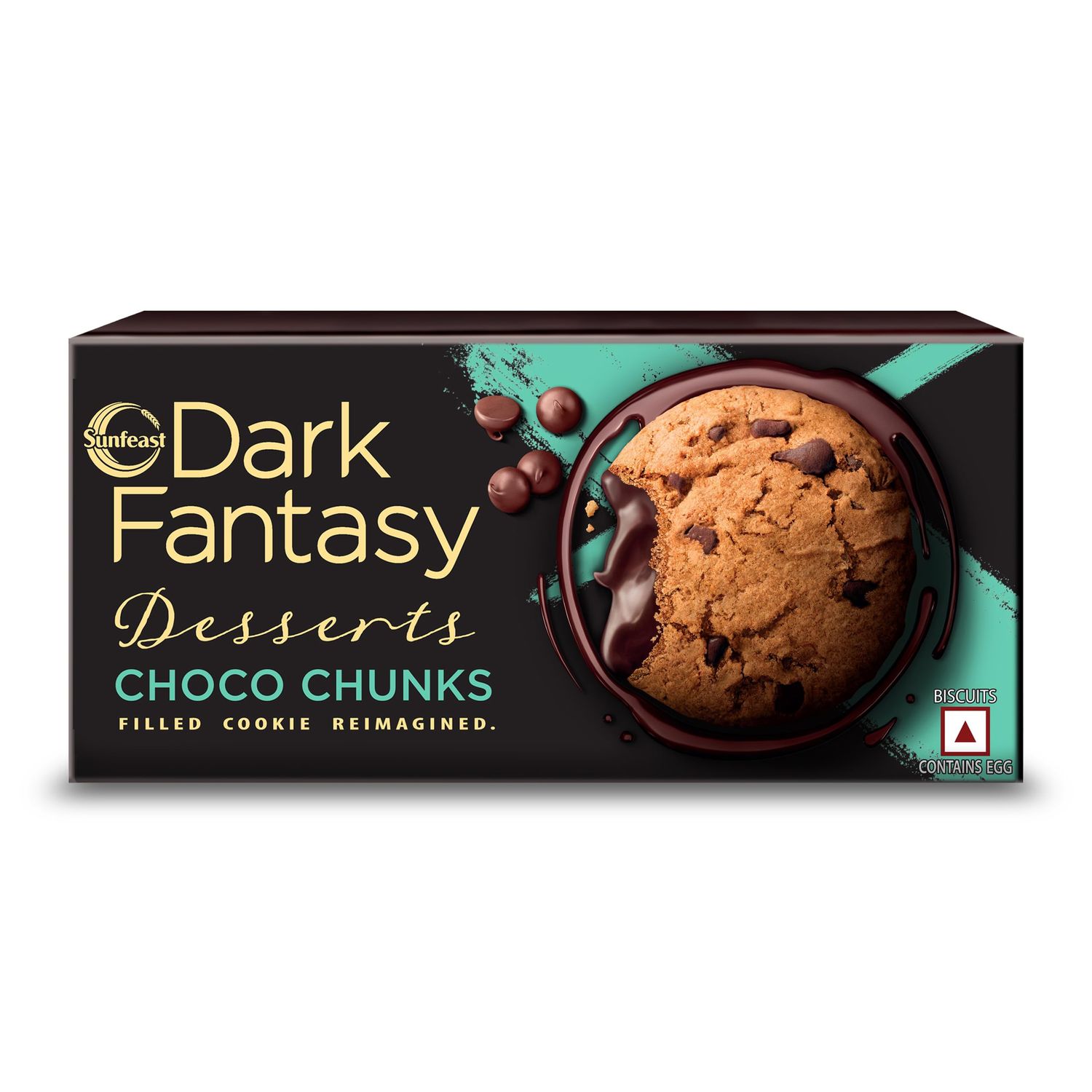 Sunfeast Dark Fantasy Desserts Choco Chunks,UNIQUE 75g  Filled Cookie Reimagined, BROWN