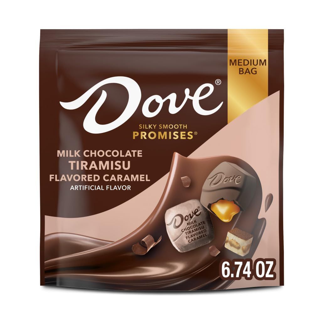 DOVE PROMISES Milk Chocolate Tiramisu Caramel Candy, 6.74 Oz Bag Pack of 8