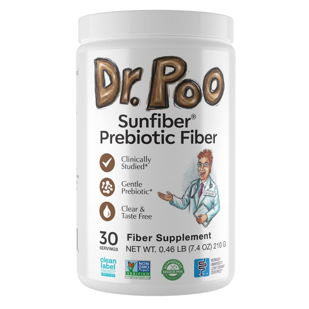 Dr. Poo All-Natural Prebiotic Fiber Supplement Fiber for the Whole Family Gentle and Simple Ingredients to Improve Gut Health Gluten Free, Vegan,Tasteless, Non-GMO, Low-FODMAP 30 Servings