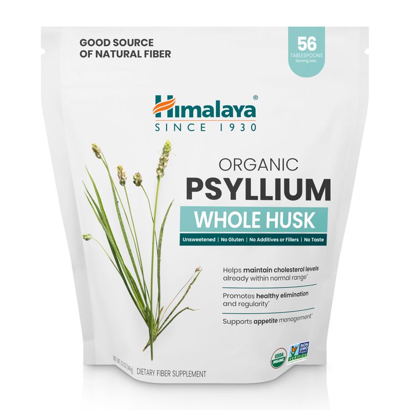 Himalaya Organic Psyllium Whole Husk, Natural Daily Fiber Supplement, Regularity, Appetite Management, USDA Certified Organic, Non-GMO, 56-Tablespoon Supply, Unflavored, 12 Oz