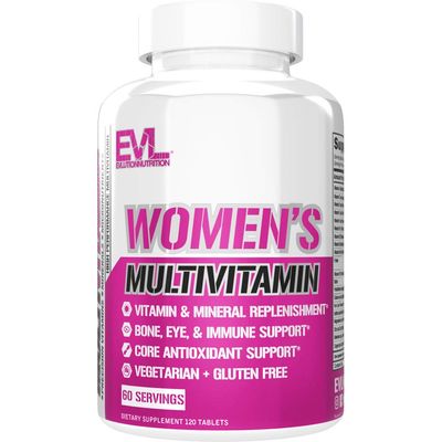 Evlution Nutrition Womens Multivitamin - Full Spectrum Vitamins Minerals, Immune Health, Vitamin C D, Iron, Zinc, Antioxidants Bioflavonoids, Skin, Hair, Bone, Eye Health, 120 Tablets, 60 Days