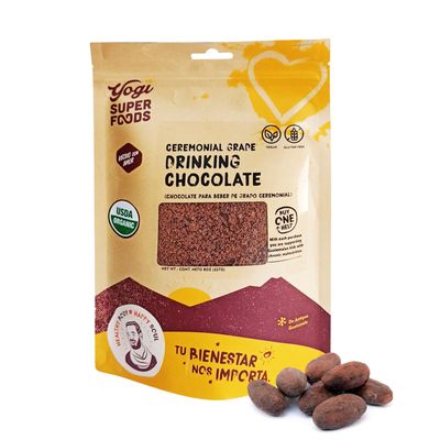 Yogi Super Foods Ceremonial Grade Cacao Drinking Chocolate, Cacao Coffee Alternative Caffeine Free - Organic Unsweetened Cacao Drink, Coffee Substitute Gluten Free