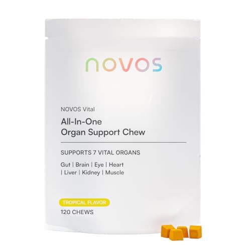 NOVOS Vital Nutritional Supplement Chews for Organ Liver, Brain, Eyes, Heart, Gut Support - Nattokinase, Lutein, Inulin, Rutin, Tropical Flavor 120 Count