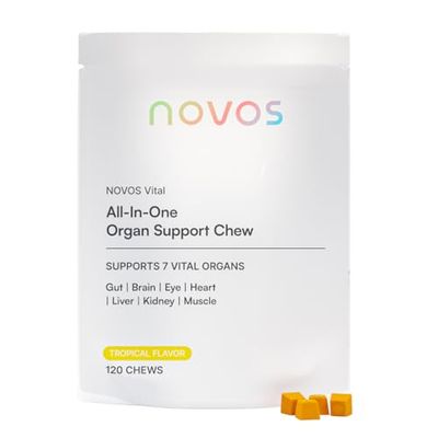 NOVOS Vital Nutritional Supplement Chews for Organ Liver, Brain, Eyes, Heart, Gut Support - Nattokinase, Lutein, Inulin, Rutin, Tropical Flavor 120 Count