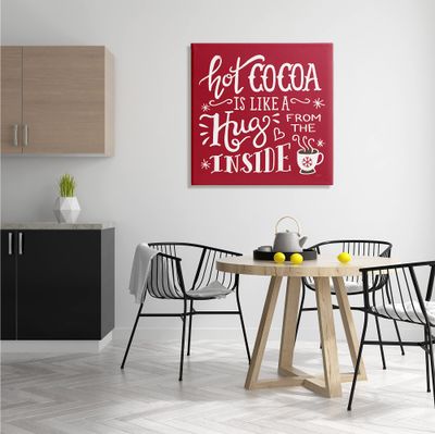 Stupell Industries Hot Cocoa Hugs Phrase Chocolate Winter Beverage, Designed by Mary Urban Canvas Wall Art, 30 x 30, Red