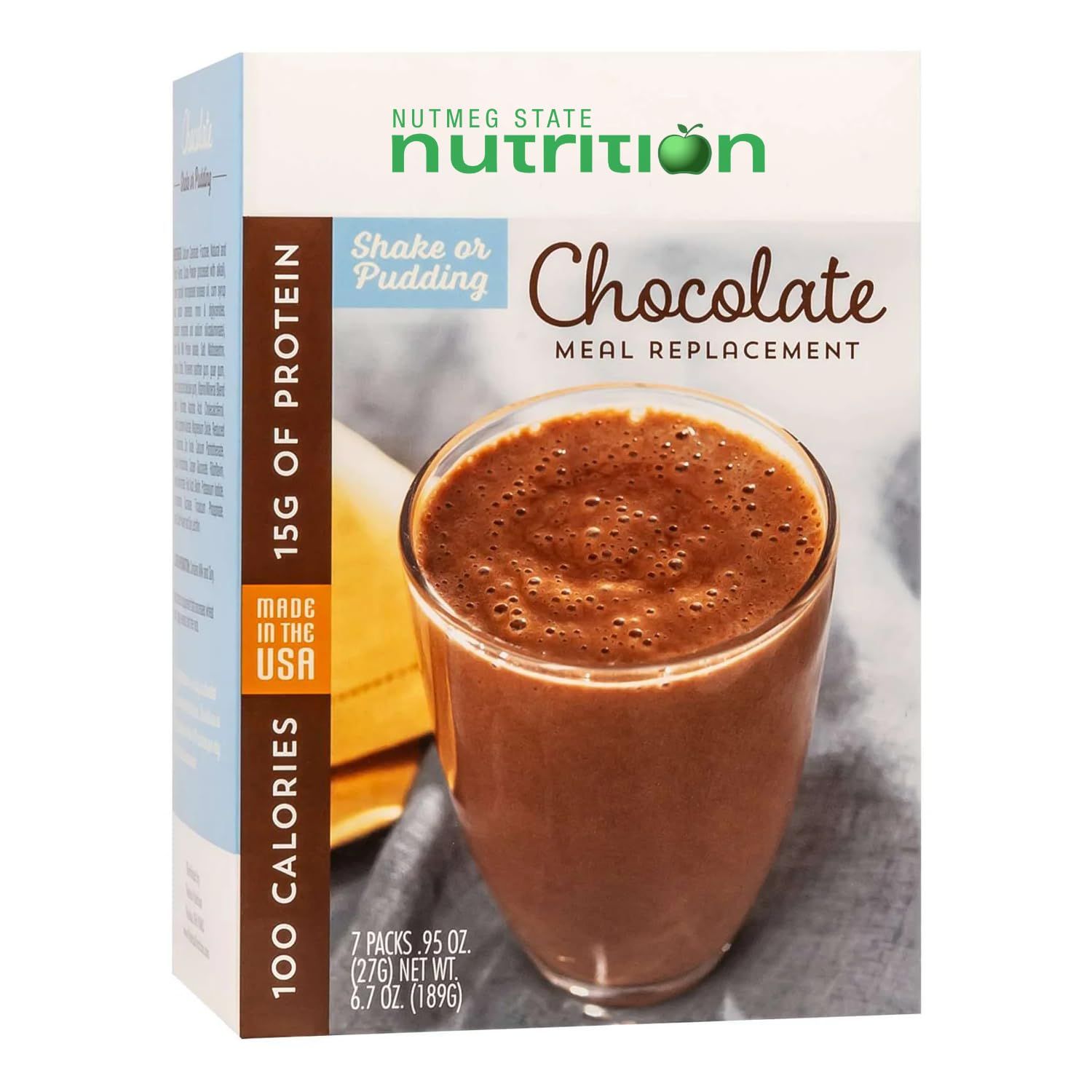 HealthyWise - High Protein 100 Calorie Pudding Shake, 15g Protein, Low Calorie, Low Carbs, Ideal Protein Compatible, 7 Servings Per Box Chocolate