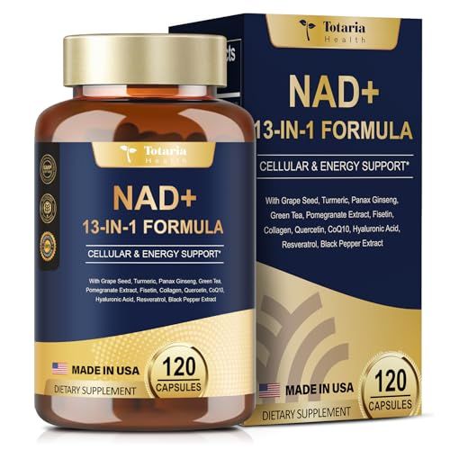Totaria NAD Supplement for Women Men with nicotinamide riboside resveratrol,Quercetin, Betaine Boost NAD Levels NAD Plus Supplement for Anti Aging, Energy, Immune, Focus 120 Capsules
