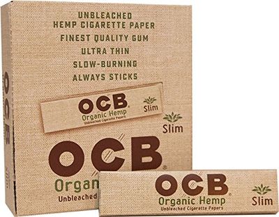 OCB Organic Hemp Rolling Papers Slilm Size - Full Box 24 Books
