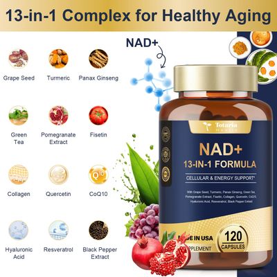 Totaria NAD Supplement for Women Men with nicotinamide riboside resveratrol,Quercetin, Betaine Boost NAD Levels NAD Plus Supplement for Anti Aging, Energy, Immune, Focus 120 Capsules