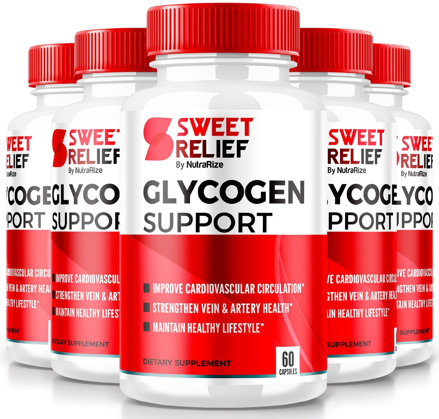 NutraRize Pack of 5 Sweet Relief Glycogen Support - Glycogen Capsules, Blood Vessel Cleaner, Advanced Formula for Overall Wellness, Reviews 300 Capsules