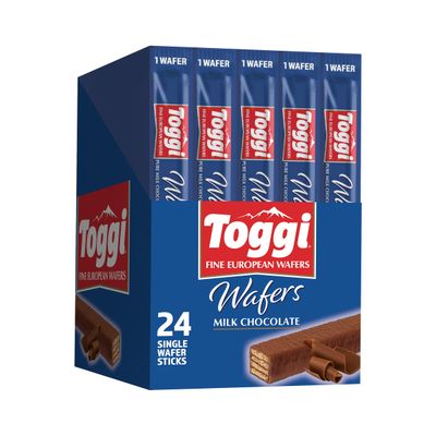 Toggi Fine European Chocolate Wafers, Milk Chocolate 0.88 oz 24 Count