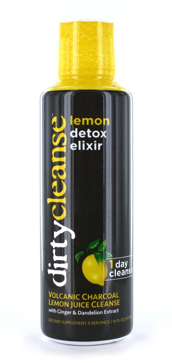 2 Set- Dirty Cleanse Lemon Detox with Volcanic Charcoal with Ginger and Dandelion Extract, 4 Servings, 2 set 16 Fl Oz