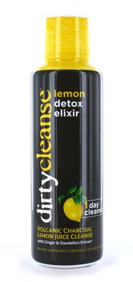 2 Set- Dirty Cleanse Lemon Detox with Volcanic Charcoal with Ginger and Dandelion Extract, 4 Servings, 2 set 16 Fl Oz