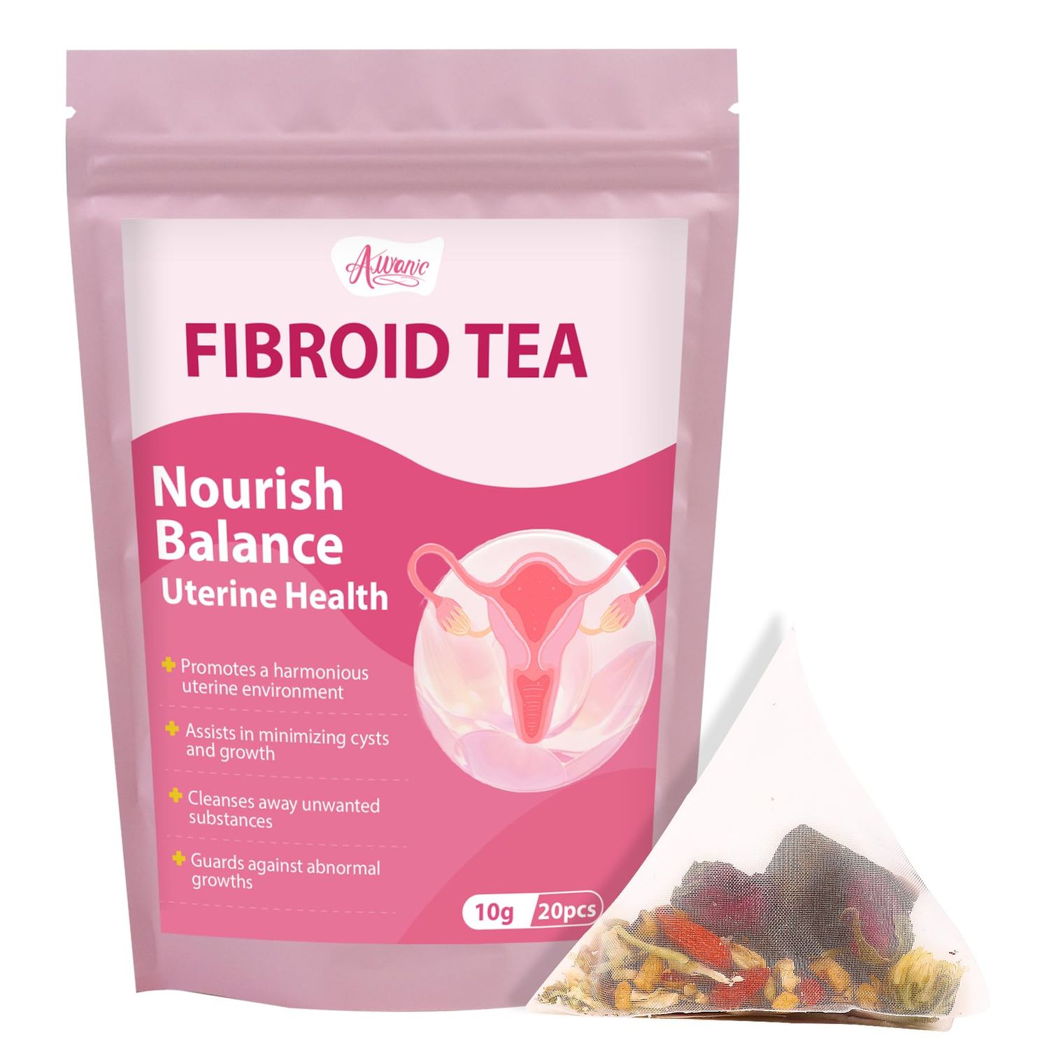 Auranic Fibroid Tea to Shrink Ovarian Cysts, Natural Remedy for Women Get Pregnant Fast, Womb Detox Uterus Cleanse, Regulate Menstural Cycle, Female Fertility Hormone Balance Herbal Tea