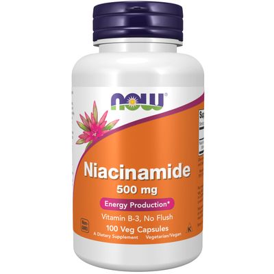 NOW Foods Supplements, Niacinamide Vitamin B-3 500 mg, Energy Production, 100 Veg Capsules