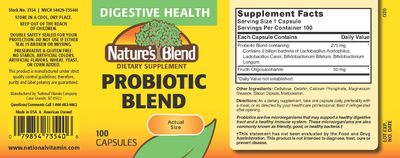 Natures Blend Probiotic Blend 2 Million Cfu 100 Caps, White