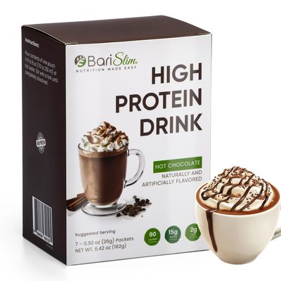 BariSlim Bariatric High Protein Drink Mix - Promotes Muscle Recovery Healthy Lifestyle - Low Sugar Low Carb - Ideal for Bariatric Patients Post-Weight Loss Surgery Support Hot Chocolate 9 oz
