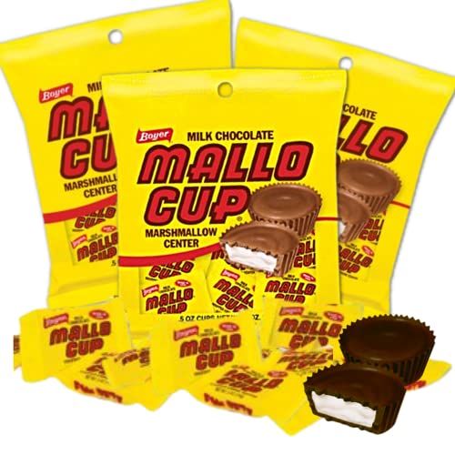 Needzo Mallo Cups, Individually Wrapped Milk Chocolate Candy with Whipped Creme Center, Bulk, Pack of 3, 3 Ounces Each
