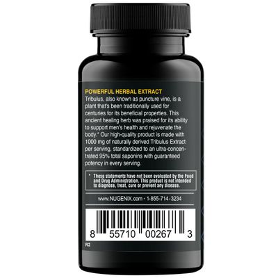 Nugenix Essentials Tribulus Terrestris for Men Extract - 95 Total Saponins, 1000mg High Potency, Extra Strength, 60 Count