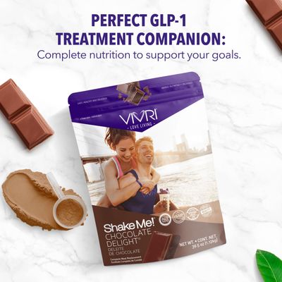 VIVRI ShakeMe! Chocolate Meal Replacement 20 Servings 22g Triple Premium Protein, 45 Nutrients 8 Superfoods Supports Weight Loss, Full-Body Health, Energy GLP-1 Treatments.